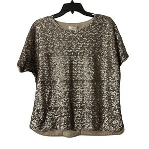 NWT White Label The White Company Womens Stretch Sequin Short Sleeve Top Size 10